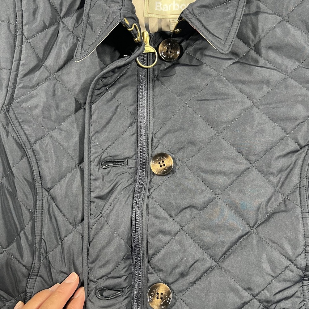 Barbour Forth Quilted Jacket Womens 10 Full Zip Button Up Modern Heritage Blue - Picture 7 of 15